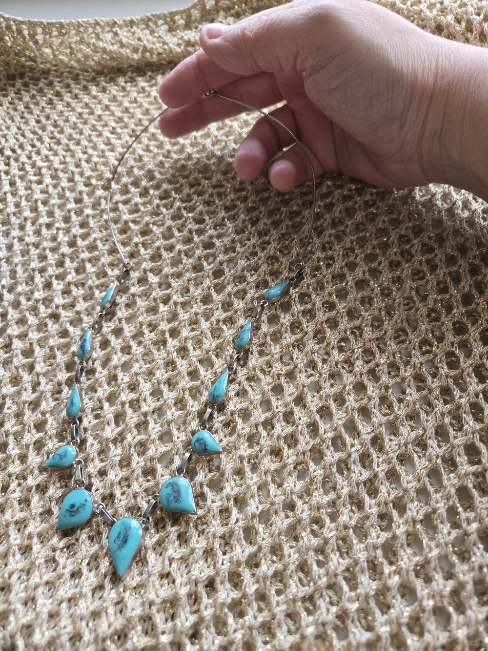 Turquoise/Black(reversible) Teardrop Statement Necklace - Unbranded - Picture 4 of 4